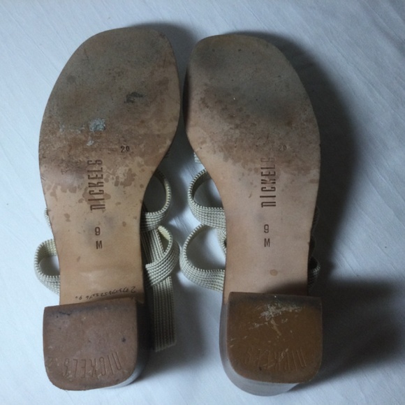 Vintage Nickels Block Heel Taupe Strap Slingback Sandals Made in Italy 9M - Picture 7 of 8